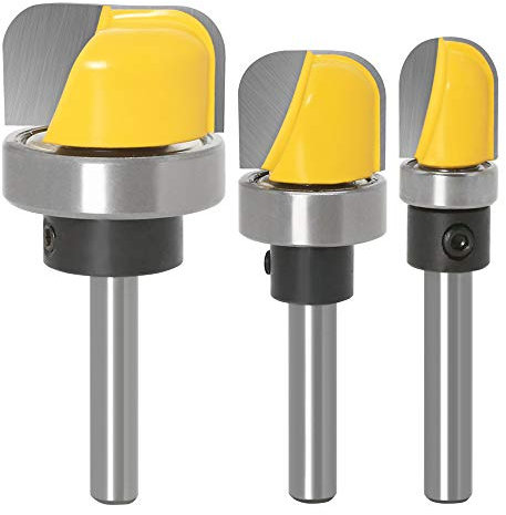Yakamoz 3Pcs 1/4 Inch Shank Bowl and Tray Template Router Bit Set with Ball Bearing Dish Carving Router Bits Wood Cutter Woodworking Tool