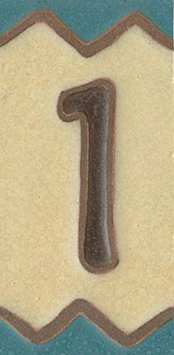Hausnummern, Keramik-Zahlen und Buchstaben, rustikales Design, Fliesengröße: 10 cm x 5 cm, 2 bis 8 Fliesenrahmen (Nummer 1)