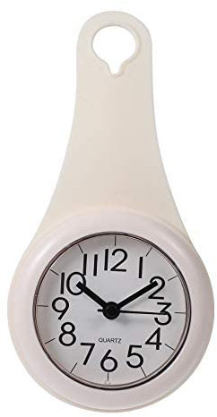 BESPORTBLE Badezimmer Wanduhr Wasserdicht Rollbare Leise Quarz Anhänger Uhr Stumm Wanduhr zum Aufhängen Robe Handtuch Schlüssel Weiß
