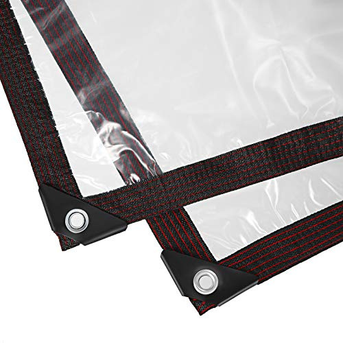 Clear Dustproof Waterproof Thicken Cover Tarp Plastic Tarps Heavy Duty Anti-Aging Insulation PE Tarp with Elastic Rope for Garden Furniture Cars Opening Storage Garden Furniture (10 x 6.5 Feet)