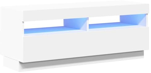 vidaXL TV Schrank mit LED-Leuchten Lowboard TV Möbel Tisch Board Sideboard Fernsehtisch Fernsehschrank HiFi-Schrank Weiß 100x35x40cm