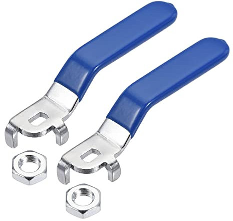 sourcing map 2 Stück Hebelgriff Eisen verchromt Ersatz Vierteldrehung mit Kunststoffgriff Blau für DN25 Kugelhahn