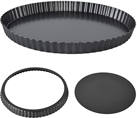 HERCHR Molde para tartas, molde para quiche, moldes para quiche de acero al carbono con fondo suelto extraíble, molde para tartas, molde para tartas(26cm)