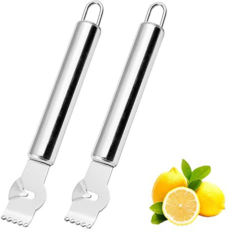 IRYNA 2Pcs Citrus Orange Lemon Zester Peeler Grater, Handheld Lemon Zester Grater, 6.5 Inch Stainless Steel Lemon Slices for Gin Cocktails, Lime Oranges, Kitchen Gadgets