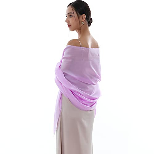 RIIQIICHY Ladies Scarf Purple Lilac Pashmina Shawls and Wraps for Weddings Like Silk Chffion Scarf for Women Evening Dresses