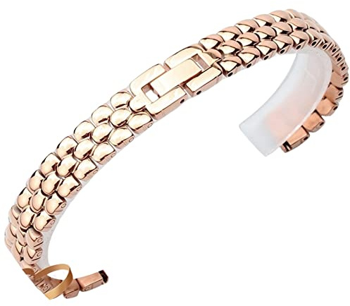 AEMALL Edelstahl-Armband, silberfarben, rotgold, Ersatzarmband, 6, 8, 10, 12, 14 mm, kleines Zifferblatt, modische Uhrenkette