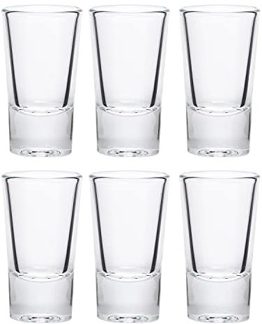 Pullmer Schnapsgläser 6er Set, buntsortierte Shotgläser 28 ml/2,8 cl, ideal als Likör-, Vodka- oder Tequila-Gläser, minimalistisches Design, spülmaschinenfest