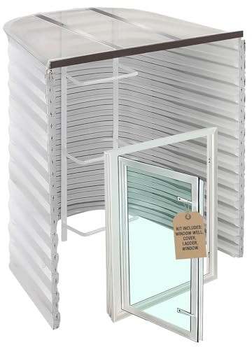Complete Basement Egress Windows Kit - Window Covers - Egress Window Well Kit with Ladder - Basement Well Covers - Argon Filled Basements Windows - 42L x 36W x 48D