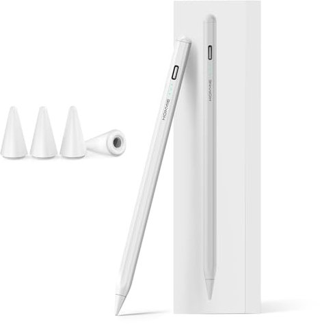 Hommie Pencil 2 Gen para Apple iPad, Carga Rápida en 5 Mins, Sin Retrasos, Lápiz iPad con Rechazo de Palma, Magnético, Sensibilidad Inclinación, Compatible con iPad Pro 11 y 12.9, iPad 10/9/8/7/6