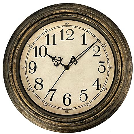 Plumeet Wanduhr Klassisch 30cm Ruhige Retro Wanduhr ohne Tickgeräusche für Wohnzimmer - Schlafzimmer - Batteriebetrieben (Arabische Ziffern)
