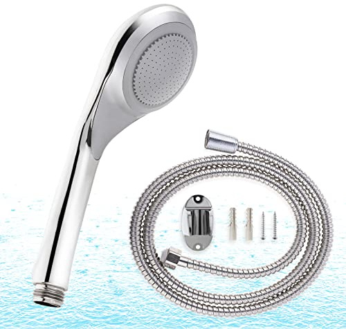 Soffione a Risparmio Idrico + Tubo Doccia Universale da 1.5 m G1/2, Coffione Doccia con Tubo,Soffione ABS con Finitura，Facile da Installare e Pulire (Una Marcia-06603)