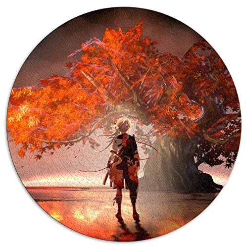 1000-teiliges Puzzle Genshin Impact Kaedehara Kazuha Kreispuzzles für Erwachsene und Kinder Kartonpuzzles Einzigartige Herausforderungsspiele (Größe 67,5 x 67,5 cm)