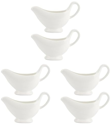 Yardwe Ceramic Gravy Boats with Handle Set of 6 3.4Oz Sauce Saucier Bowls for Condiments Dressings Spices Kitchen Serving Containers