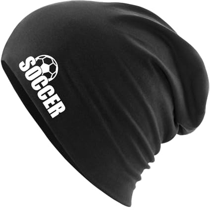 Huuraa Slouch Beanie Soccer Ball Geschenk | Erwachsenen Wintermütze Baumwolle und Elasthan Mütze Geschenkidee doppellagige Baumwollmütze
