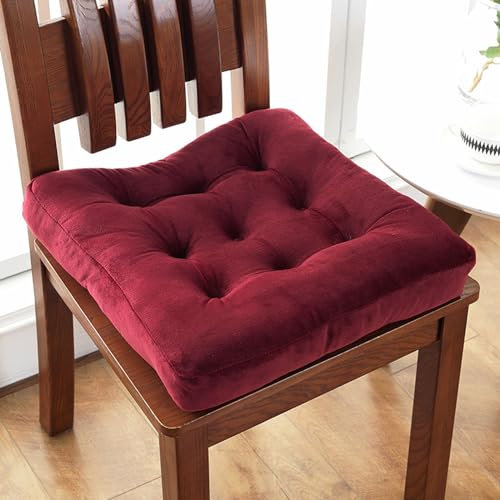 Konsilsa Quadratisches Sitzkissen, ultraweiches, bequemes, Dickes Stuhlpolster, Stuhlkissen, Sitzerhöhung, Bodenkissen für Schlafzimmer, Küche, Büro (Color : Rot, Größe : 50x50cm(20x20in))