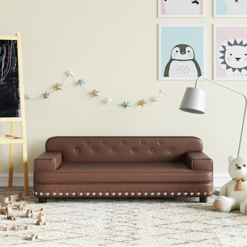 INLIFE Kindersofa Braun 90x53x30 cm Kunstleder,9,45 KG,3196289