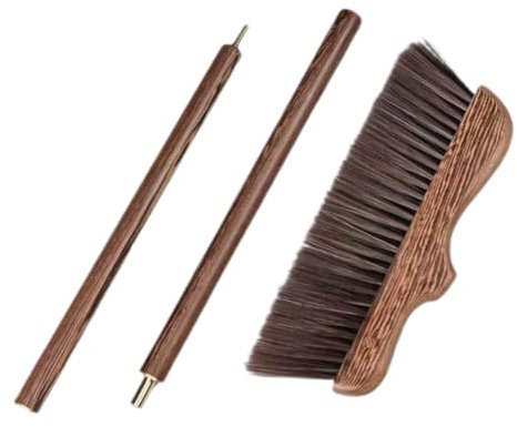Veemoon Wenge Wood Broom Long Handle Stiff Bristle for Decking Cleaning Patio Scrubbing Brush Outdoor Garden Sweeper