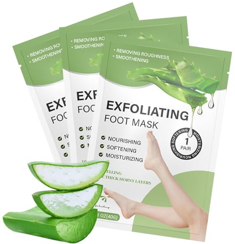 Mascarilla de Pies, 3 Pares Calcetines Exfoliante y Hidratante de Pies para Bebés Pies Suaves, Eliminar Piel Muerta y Seca, Callos, Reparar el Talón Agrietado, Spa Pies para Hombre y Mujer - Aloe vera