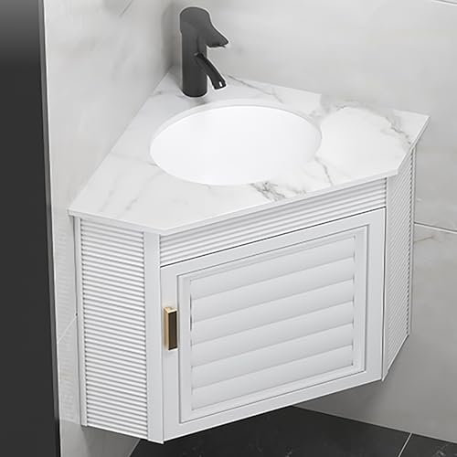 ZDMZR Lavandino da Bagno Ad Angolo, Mobile Bagno con Lavabo, Lavabo da Parete, Lavabo da Bagno, Lavabo da Bagno con Contenitore (Color : Wit, Size : 47cm/18.5in)