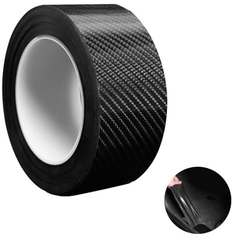Adesivo in Fibra di Carbonio 5M*5CM AntiGraffio Nero Pellicola Protettiva per Auto Protezione Paraurti Auto per Porta, Bagagliaio, Carrozzeria