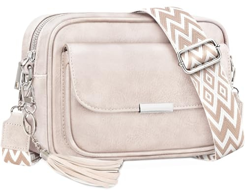 NEWIROVE Crossbody Bag Damen Leder Umhängetasche Damen Mittelgroß Handtasche Schwarz mit Breitem Gurt Verstelbaar Schultertasche Damen Mit Fransen Für den Einkauf Auf Reisen Casual
