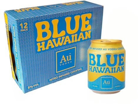 Au Vodka Blue Hawaiian Cocktail Can Case of 12