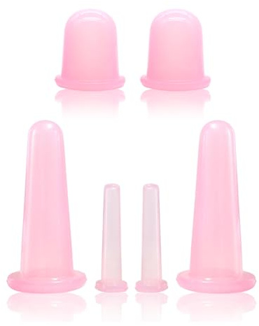 GWAWG 6Pcs Silikon Schröpfen Therapie Set, Gesichts-Körper Schröpfen Set natürliche Gesichtsmassage Cup, Anti Cellulite Cup für Gesicht Körper zurück Augen Hals Pflege