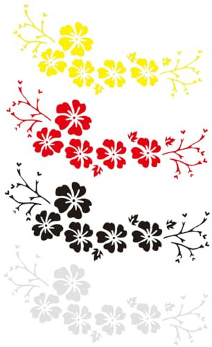 4 Hoja Pegatinas y Calcomanías Flor de Hibisco Adhesivo, Pegatinas Multicolores, Paquete de Pegatinas de Flores Etiqueta Delicada para Coche Patrón Floral para Coche para SUV Camión Moto