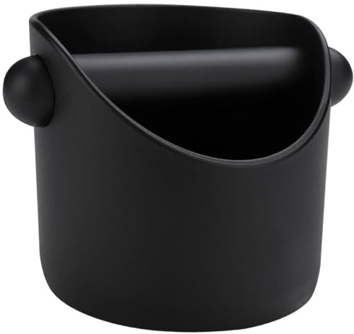 ZONJIE Coffee Knock Container - 0.45L Coffee Grounds Knock Container with Removable Knock Bar and Non-Slip Base, Shock Absorbing Espresso Knock Container for Portafilter (Black)