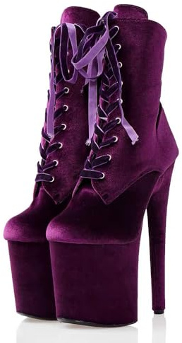denova's Bottines à talons hauts à lacets pour femme - Grande taille - Avec fermeture éclair