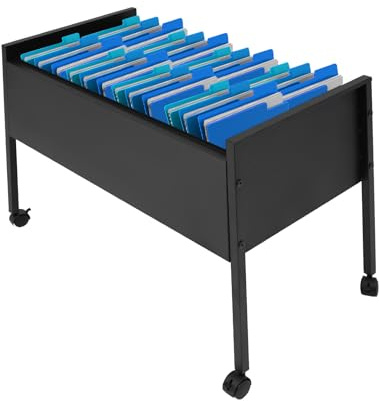 Hängemappenwagen 80/100 A4, Karbonstahl Rollbarer Aktenschrank, Aktenordner mit Rädern, Rollbarer Aktenwagen für Hängemappen (Schwarz, 100)