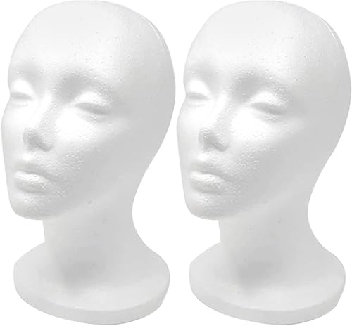 Opdestn 2PCS Styroporkopf Set, Mannequin Kopf, Foam Mannequin Head，Schaumstoff-Kopf für Perücken, Styropor-Kopf, Perückenkopf, Mannequin-Schaum, Perückenkopf als Halterung für Mützen, Hüte & Perücken