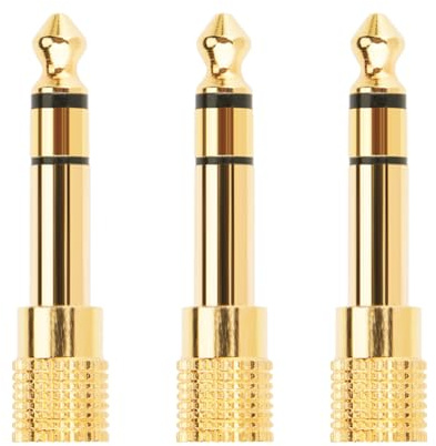 Leloco Klinke Adapter 6,5-mm-Stecker auf 3,5-mm-Buchse | 3 Stück 6,35mm Stecker auf 3,5mm Buchse Audio Adapter. Vergoldeter Kupferkern für stabile Signalübertragung ohne Störungen.