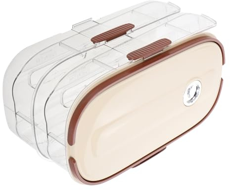SHINEOFI Organizador de Huevos para Nevera de Plástico Beige Diseño Deslizante de Dos Capas, Dispensador Portátil y Ahorro de Espacio Adecuado para Uso en Casa