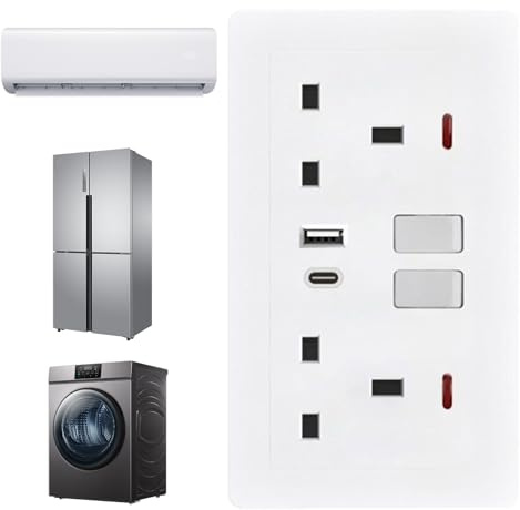 Presa elettrica a muro - Multipresa a muro - Prolunga multipresa doppia estensione 2 porte per camera da letto, dormitorio, ufficio, casa, bagno esterno