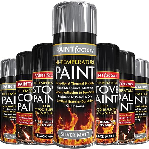 AlezyB - 1 x High Temperature Silver Matt Aerosol Spray Paint 300ml, Stove Up To 600°C, Engine Exhaust Adhesion, Heat Resistant Wood Burners, BBQ Grill - HTV2