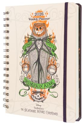 Kalender 2026 Buchkalender Terminplaner 2026 A5 Disney The Nightmare Before Christmas by Grupo Erik - Jahreskalender mit Wochenplaner - Terminkalender 2026 A5 - Offizieller Disney Merch Geschenke