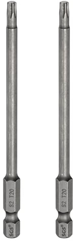 sourcing map 2 punte per cacciavite Torx T20 da 1/4 di pollice con codolo esagonale da 100 mm di lunghezza, magnetiche, senza foro, a prova di manomissione, 6 punti, cacciavite a stella in acciaio S2