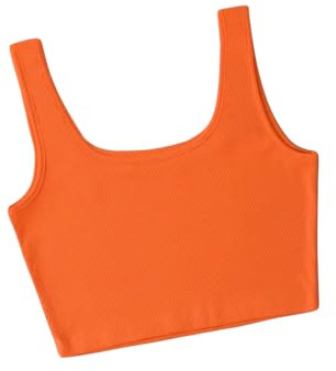 Toochki Sporttoppar för kvinnor, ledig bomullstopp för kvinnor, Ljus orange, XXL