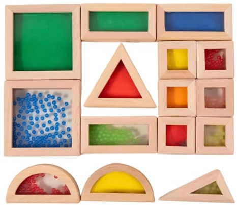 Genérico Blocs de construction | Jeu de classification Stem en bois avec 15 pièces pour apprendre, jouet sensoriel en blocs de construction pour | Pour en classe, maison, jardin