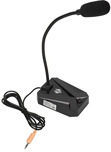 aqxreight Microfono 3 5mm Computer Desktop Laptop PC Riduzione del Rumore Tubo Metallico Microfono per Giochi Voce Karaoke Conferenza Chat Ufficio Chip Effettivamente Rosso da Tavolo (Testa di leone)