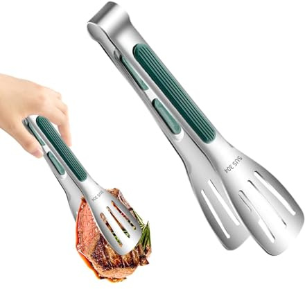 Kökstång i rostfritt stål | Värmetåligt halkfritt handtag återanvändbar serveringsklämma,Rostfri matlagningstång | för grillning kött sallad pasta bröd camping utomhusbruk