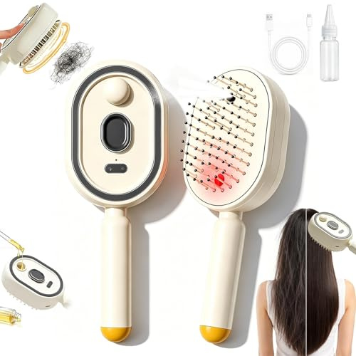 Pettine massaggiante cuscino d'aria spray elettrico, spazzola capelli anti-crespo districante ricaricabile Spazzola capelli donna capelli lisci, ricci, secchi danneggiati(Yellow)