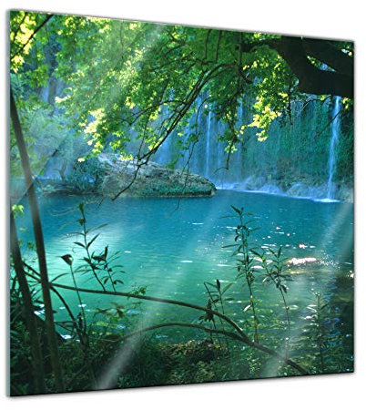 Bilderdepot24 Glasbild - Kursunlu Wasserfälle - Türkei - 30 x 30 cm - Deko Glas - Wandbild aus Glas - Bild auf Glas - Moderne Glasbilder - Glasfoto - Echtglas - kein Acryl - Handmade