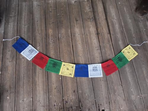 Bandera tradicional de oración tibetana ST: 10 banderas. Hecho a mano en Nepal