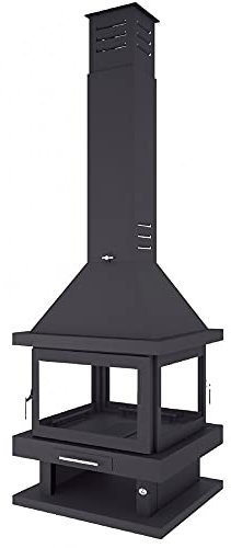 FM Chimenea metálica de leña Central 4 Caras con 2 Puertas
