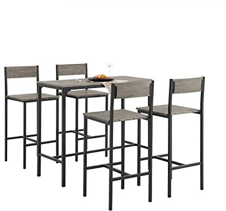 SoBuy Barbord och 4 stolar, Matgrupp, Testad för 120 kg, OGT14-N