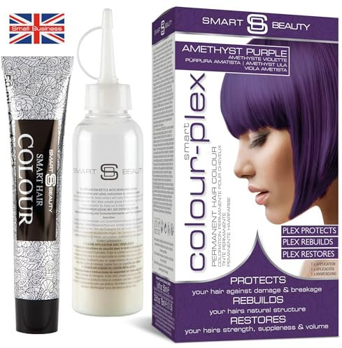 Amethyst Purple Hair Dye Permanent with Anti-Breakage Plex Hair Care, Vegan Hair Dye & Cruelty-Free, 100% Grey Coverage, Purple Hair Colour, For All Hair Types. Smart Beauty