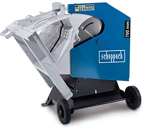 Scheppach Scie à Bûches WOX D700 | Scie pour bois de chauffage | MADE IN GERMANY | Raccordement 400V | Puissance 7500W | Lame de scie de 700mm | Protection de la lame et dispositif de transport inclus