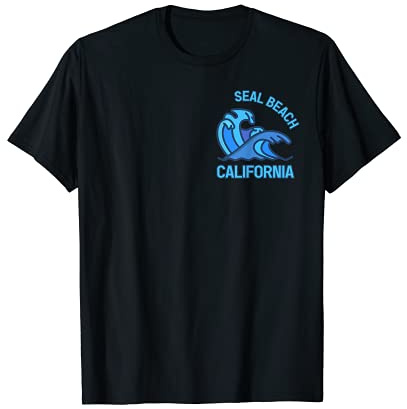 Graphic Seal Beach California Pocket Wave Souvenir T-Shirt